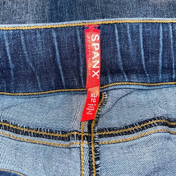 Spanx Distressed Medium Denim Wash Skinny Jeans Size XL Pull-On Shaping Stretch - Picture 6 of 9